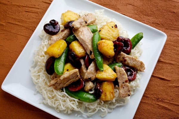 Spicy cherry pork stir-fry