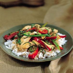 Spicy chicken and basil stir-fry