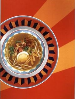 Spicy chicken soup with noodles (Soto ayam)