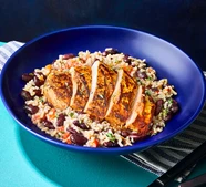 Spicy chicken with coconut rice & beans