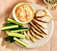 Spicy chicken with satay dip