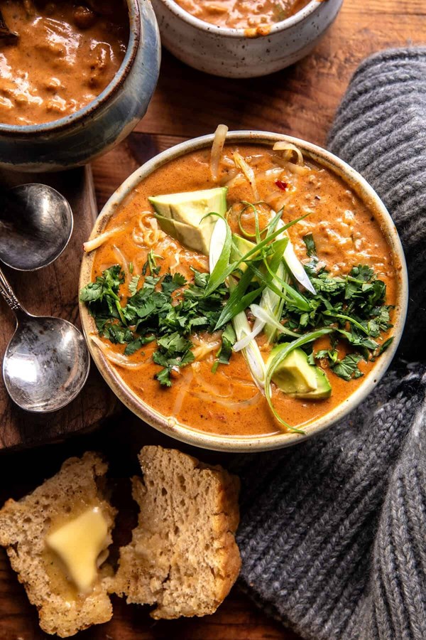 Spicy chili beer cheese soup
