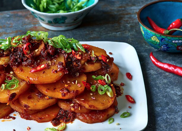 Spicy chili crisp potato salad (Lian ban tu dou)