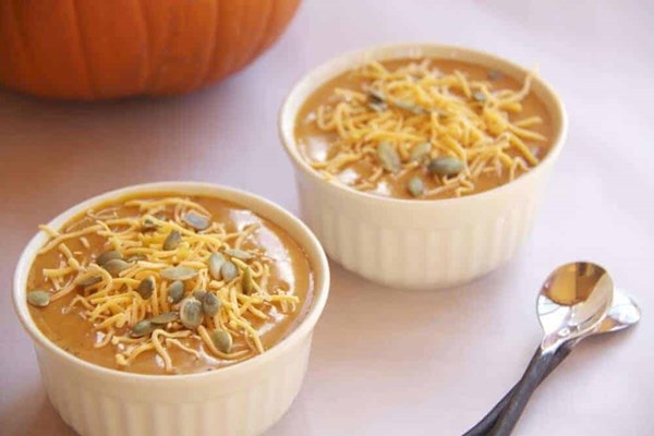 Spicy chipotle and cheddar pumpkin soup