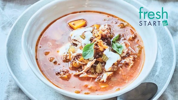 Spicy chipotle chicken and quinoa soup