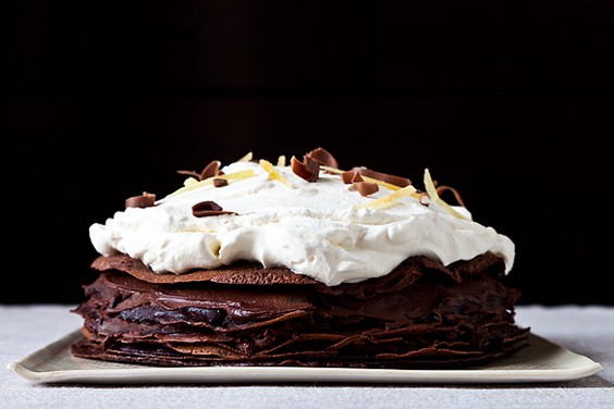Spicy chocolate mousse crêpe cake
