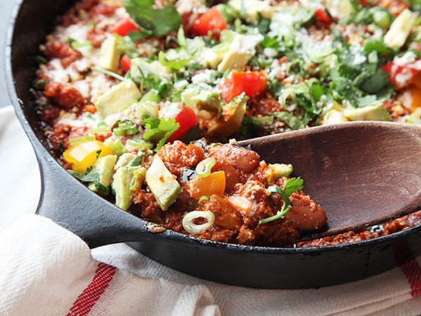 Spicy chorizo and pinto bean chili