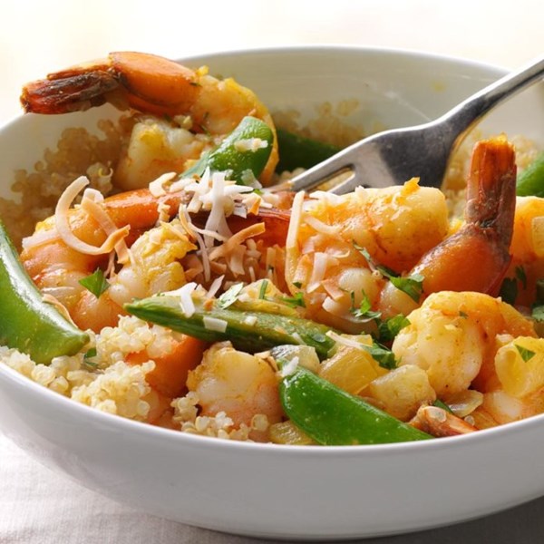 Spicy coconut shrimp with quinoa 