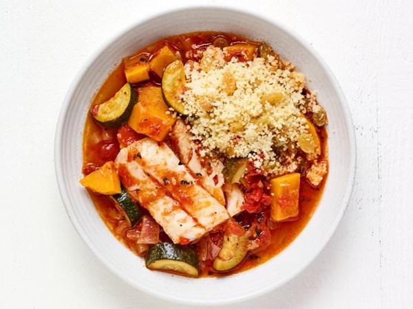 Spicy cod stew with couscous 