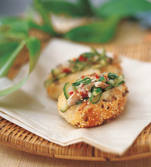 Spicy crab salad sandwiches