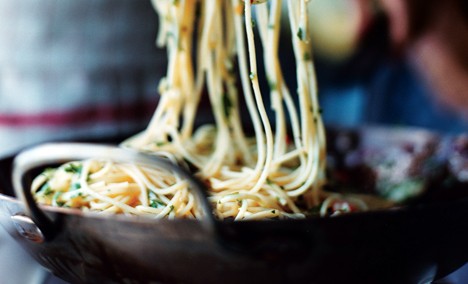 Spicy crab spaghettini with preserved lemon