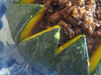 Spicy crumb pork in a pumpkin (Fenzheng nangua zhong / 粉蒸南瓜盅)