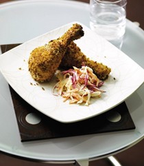 Spicy crumbed chicken with coleslaw