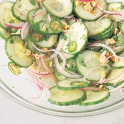 Spicy cucumber salad with roasted peanuts