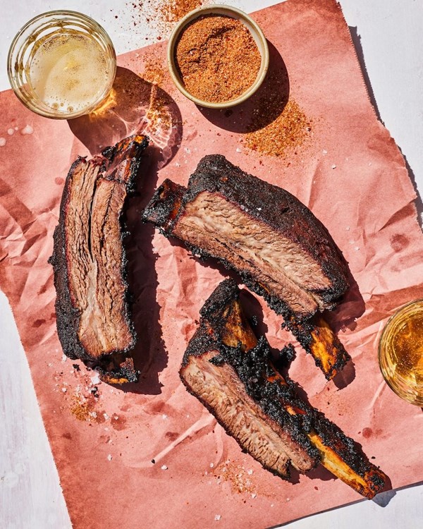 Spicy dino ribs (aka galbi marinated Korean chili rubbed bone-in beef plate ribs)
