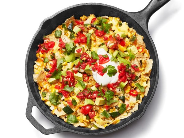 Spicy egg and tortilla chip scramble
