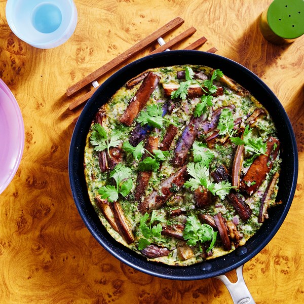 Spicy eggplant frittata