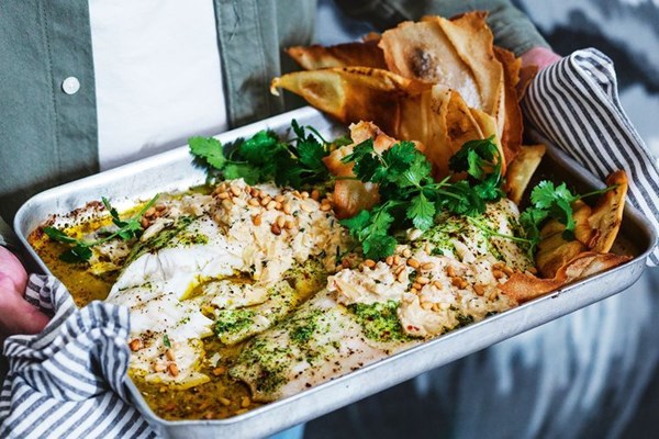 Spicy fish in tahini (Samke harra)