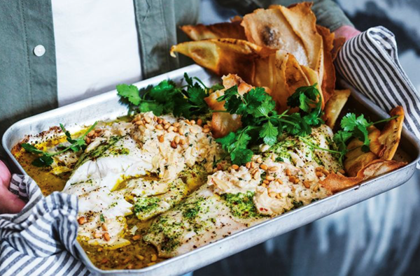 Spicy fish in tahini (Samke harra)