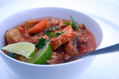 Spicy fish stew risotto