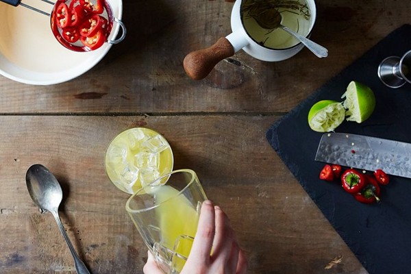 Spicy gin cocktail with rosemary and pineapple (Jalapeñyaaas queen)