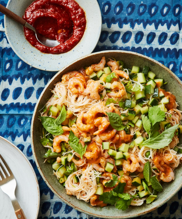 Spicy glass noodle and prawn salad