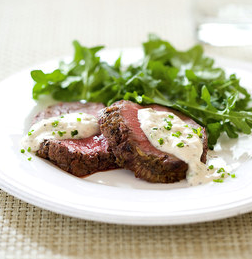 Spicy grilled beef tenderloin with horseradish sauce