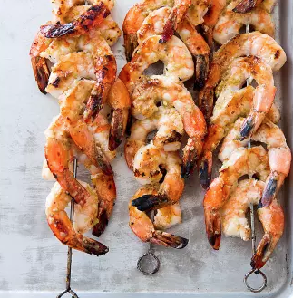 Spicy grilled chile and lime shrimp skewers