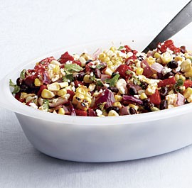 Spicy grilled corn salad with black beans and queso fresco
