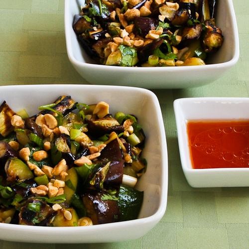 Spicy Grilled eggplant and zucchini salad with Thai flavors