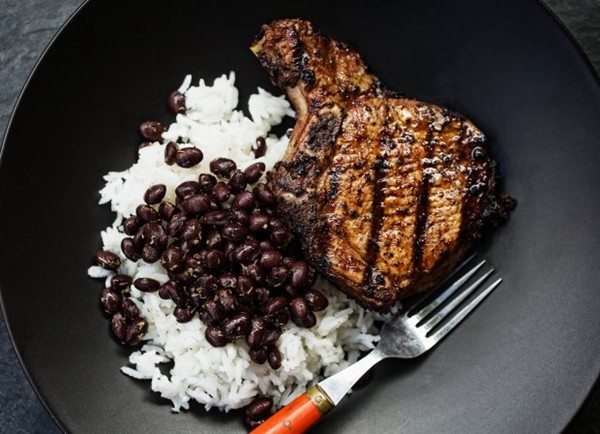 Spicy grilled jerk pork chops