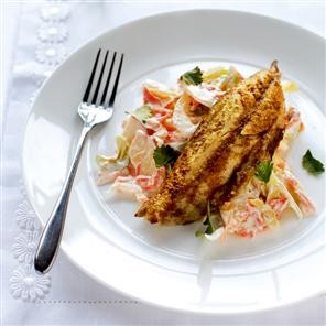 Spicy grilled mackerel with fennel coleslaw