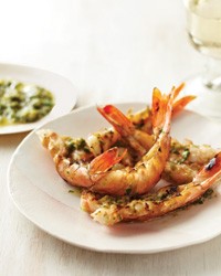 Spicy grilled shrimp with yuzu kosho pesto