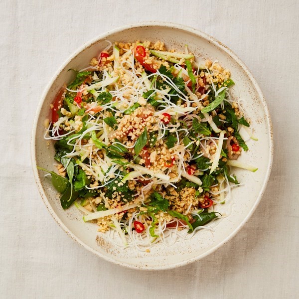 Spicy herb and noodle salad
