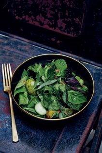 Spicy herb salad with ginger-lime dressing