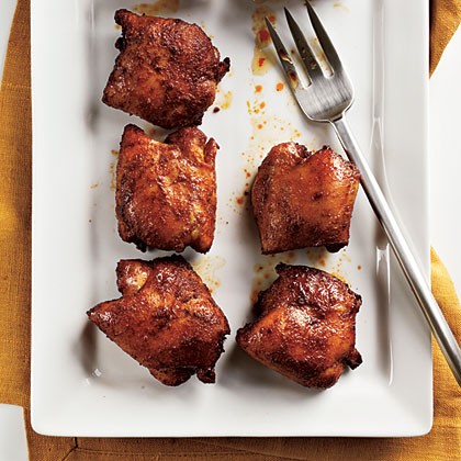Spicy honey-brushed chicken thighs