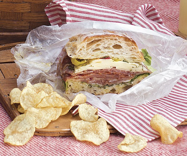 Spicy Italian ham and salami sandwich