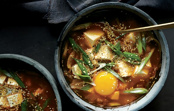 Spicy kimchi tofu stew