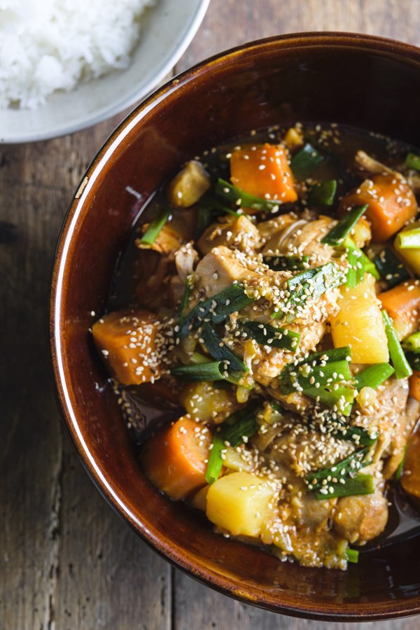 Spicy Korean braised chicken and vegetables