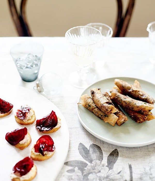 Spicy lamb cigars in brik pastry