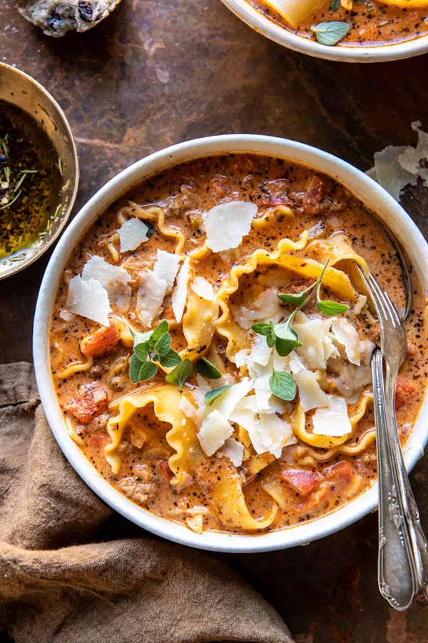 Spicy lasagna soup