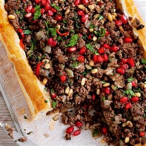 Spicy Lebanese lamb tart
