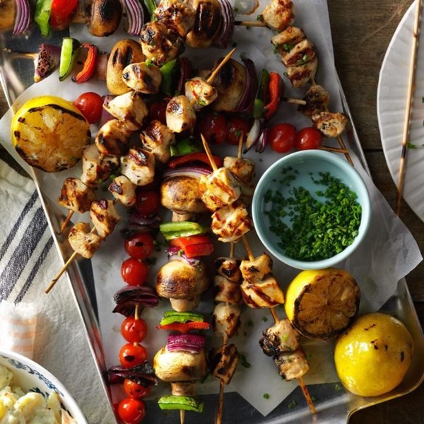 Spicy lemon chicken kabobs