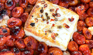 Spicy, lemony baked feta pasta
