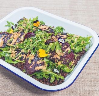 Spicy lentils and beetroot/beets salad