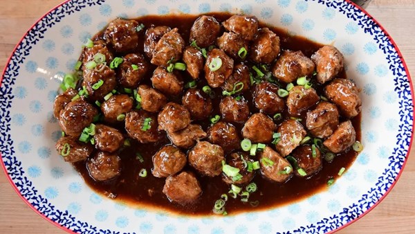 Spicy mango BBQ turkey meatballs