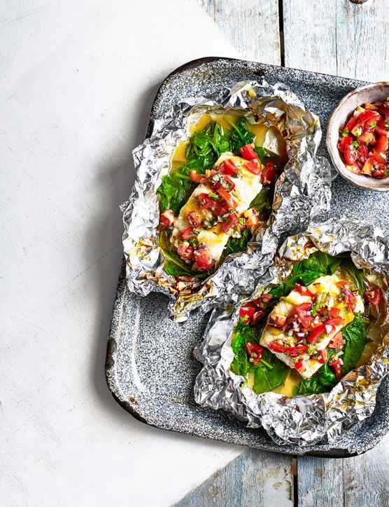 Spicy mango-glazed fish