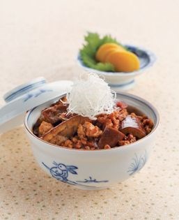 Spicy minced pork and eggplant miso don (Nasu niku miso don)