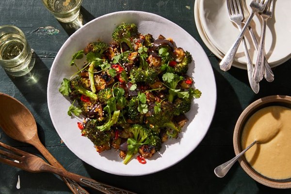 Spicy miso eggplant & broccoli salad, from Deliciously Ella 