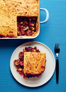 Spicy mushroom tamale pie